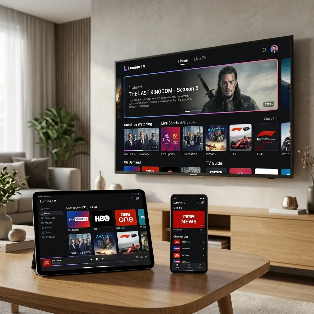 IPTV Smarters app running across mobile and Smart TV