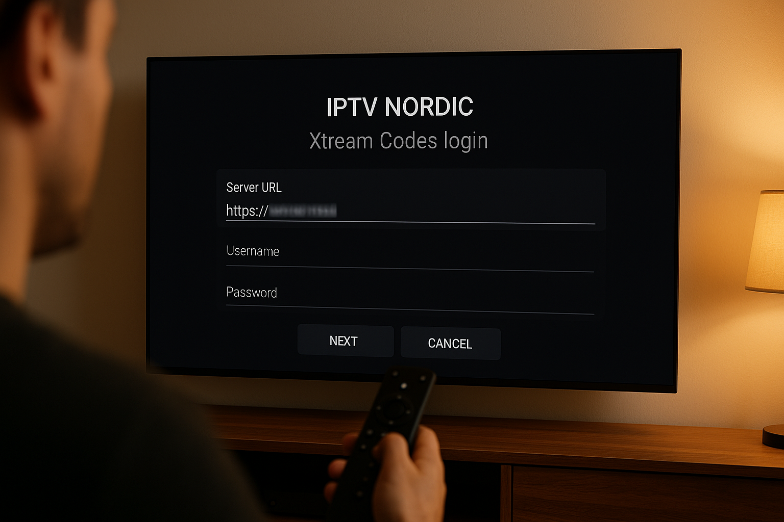 iptv nordic Xtream Codes setup screen in TiviMate app on Android TV during configuration