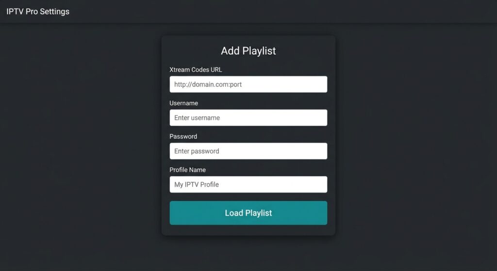 iptv pro settings screen