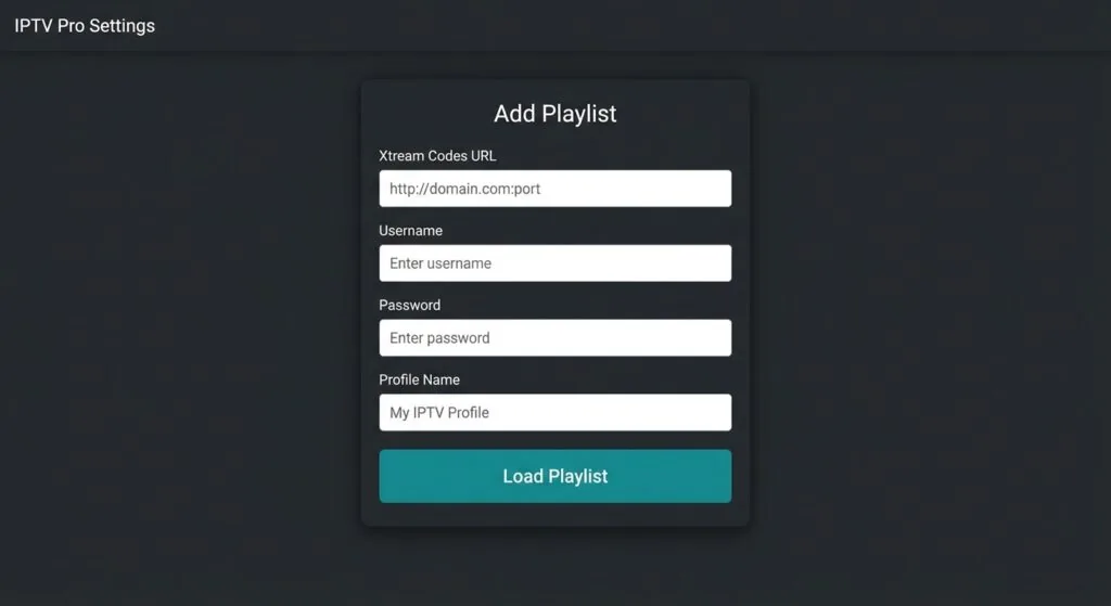 iptv pro settings screen